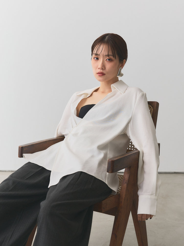 【Allure】[SET]ドレープデザインシャツ+ドレープデザインシャツ(2set)