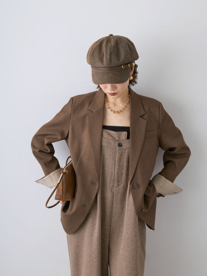 [予約]ヘリンボーンサロペット/beige