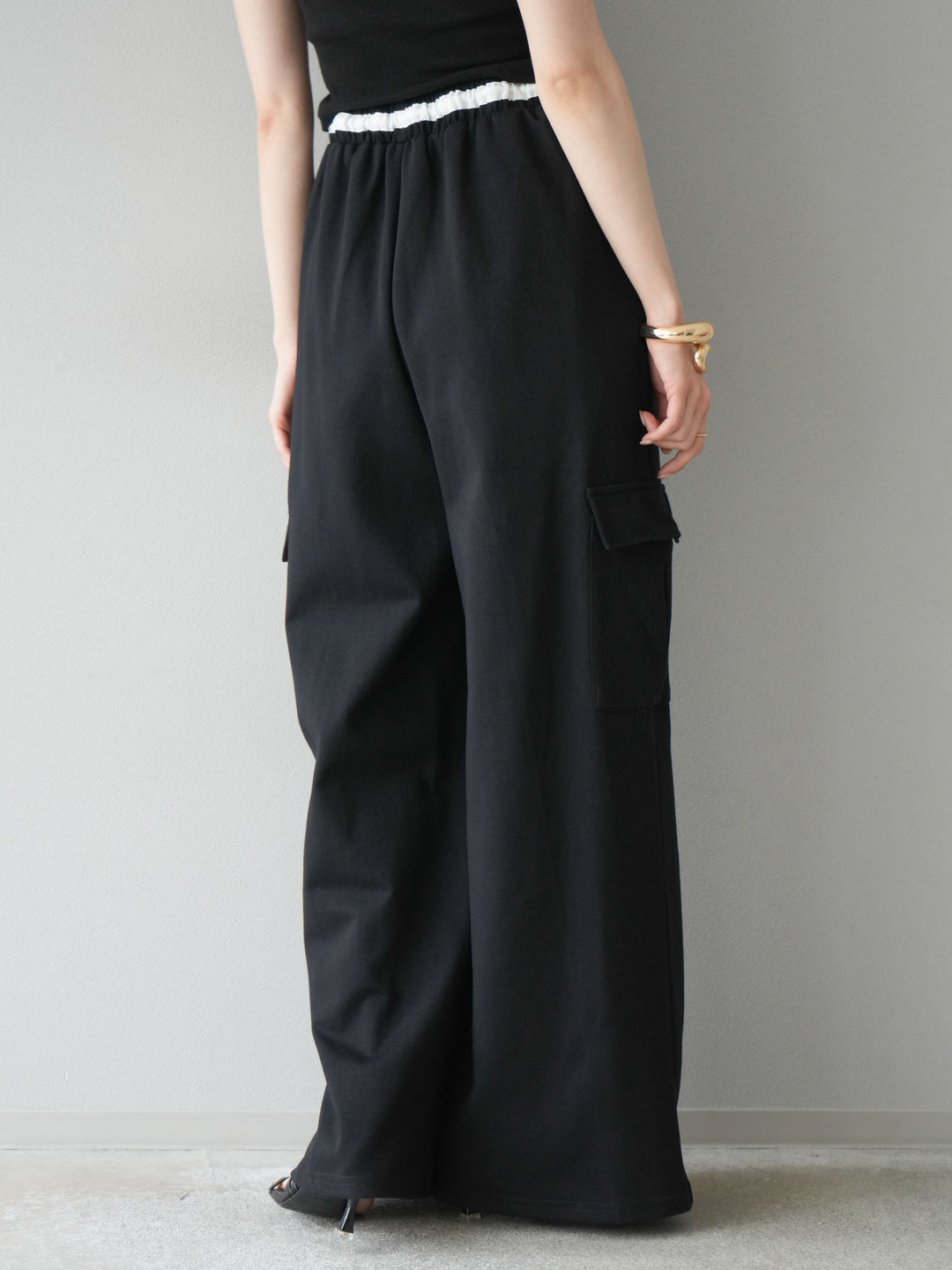 【預購】腰部側袋運動褲/黑色