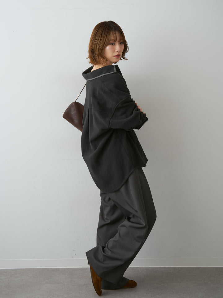 [SET]フリースパイピングシャツ+ツイルタックワイドパンツ(2set)