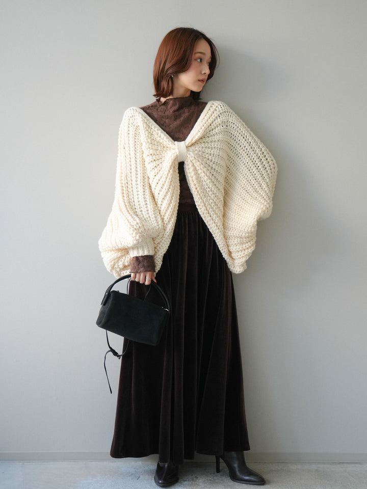 [予約]ベロアフレアスカート/brown