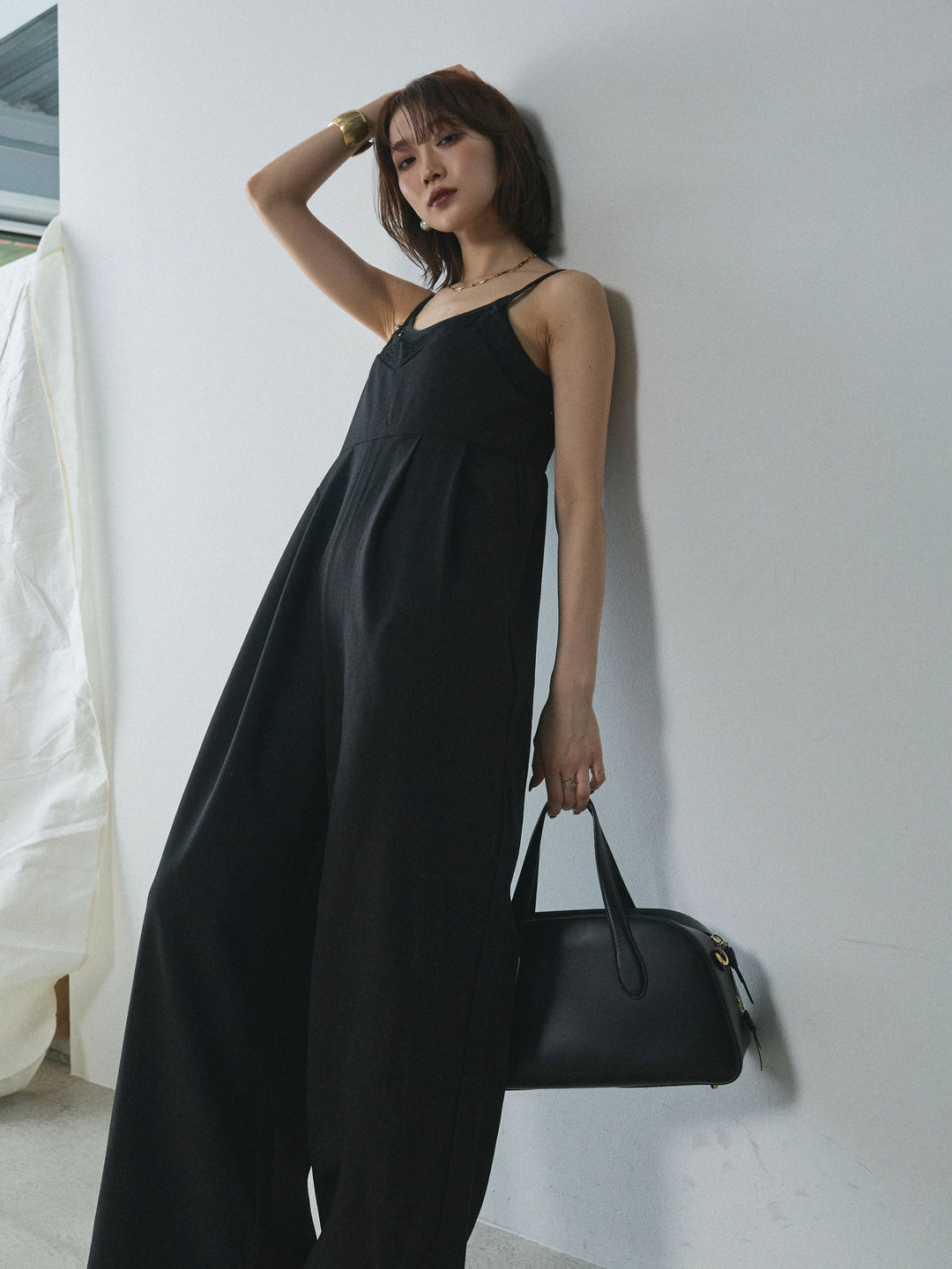 [予約]レースキャミオールインワン/black