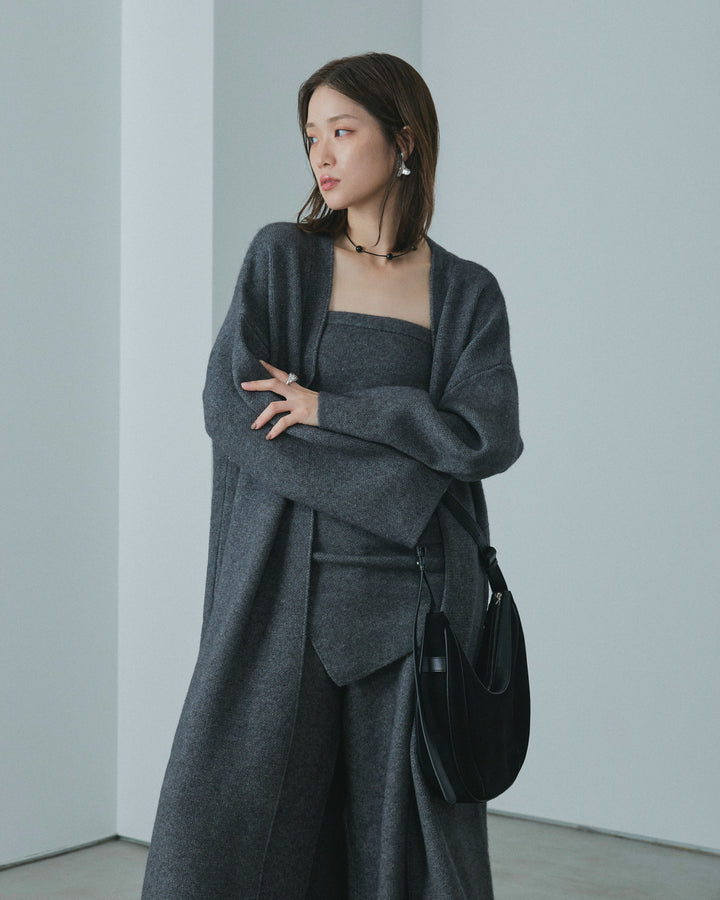 【Allure】[SET]ニットベアトップ＆ワイドパンツSET UP+ニットベアトップ＆ワイドパンツSET UP(2set)