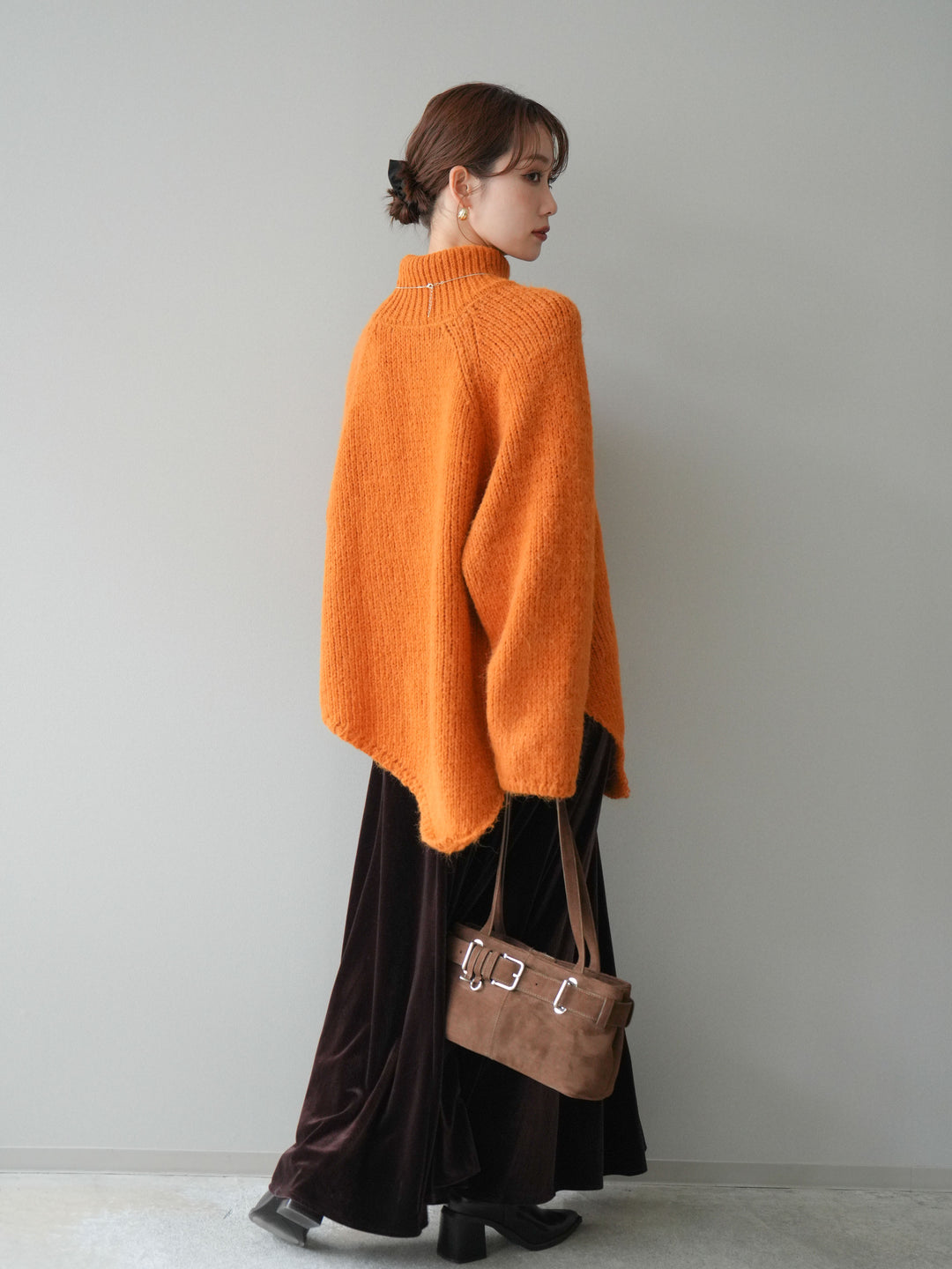 [予約]ベロアフレアスカート/brown