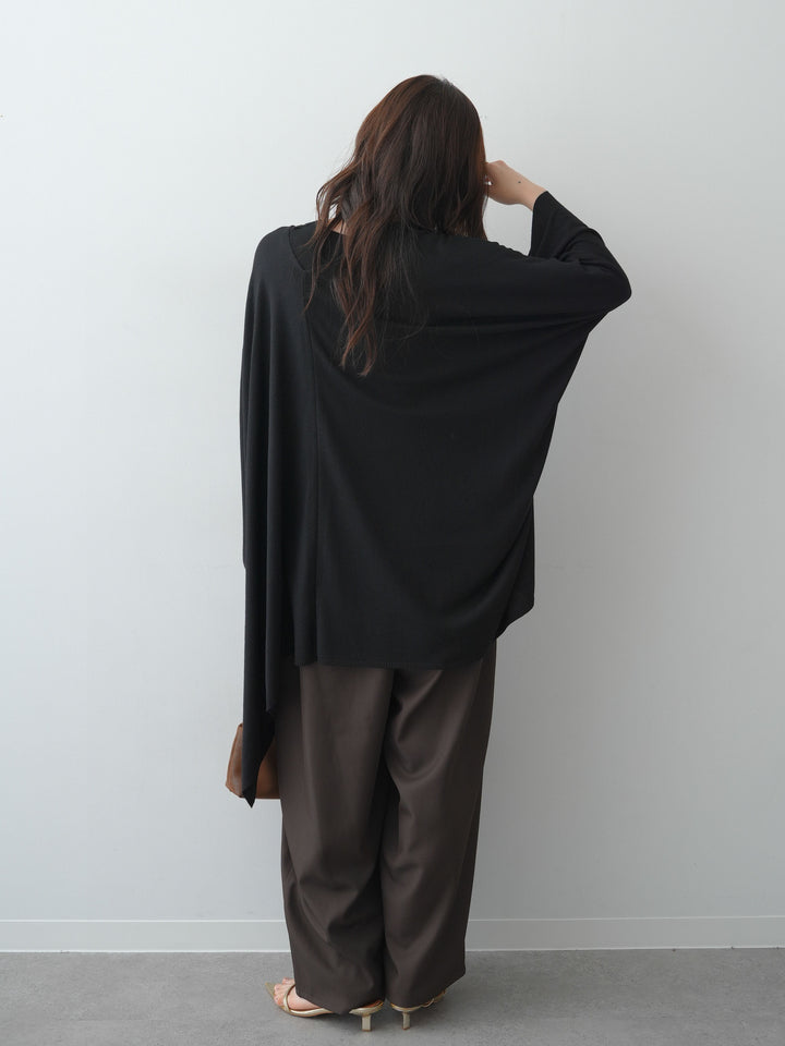 [SET]レースデザインVネックノースリニットトップス＆ケープSET(2SET)+ツイルタックコクーンパンツ(2set)