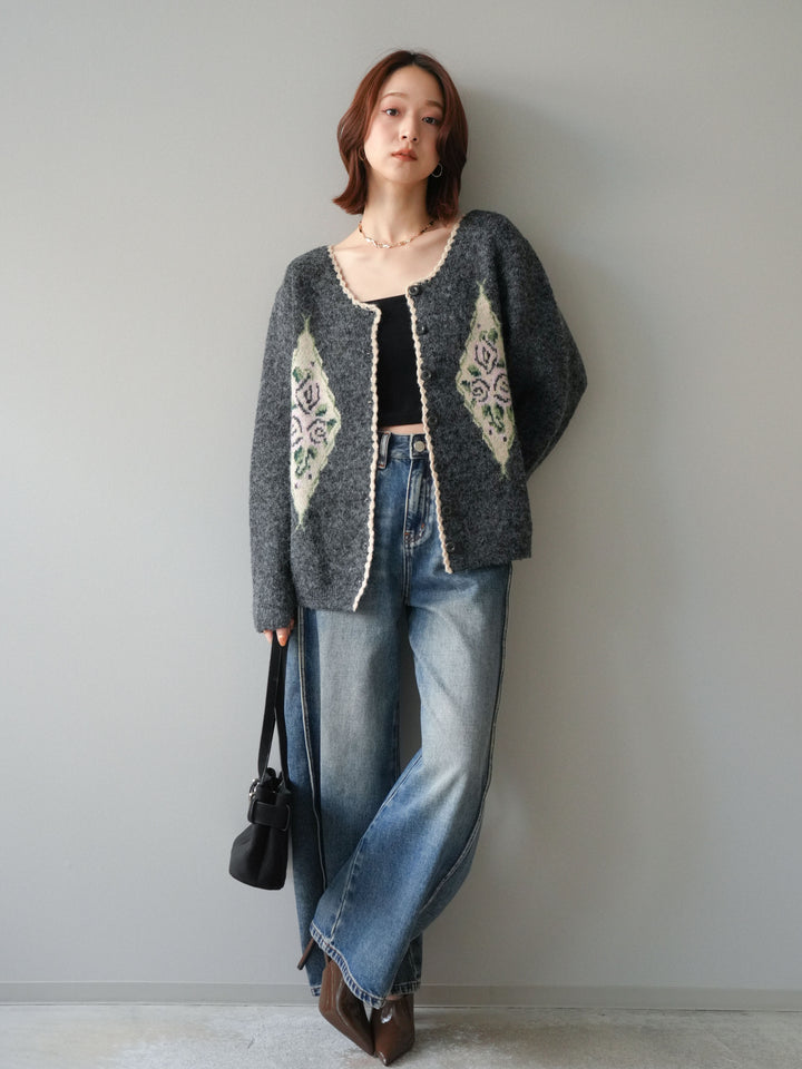 [予約]サイド切替カーブデニムパンツ/blue