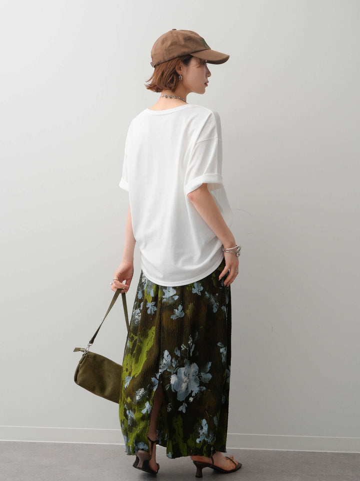 【着回しセット】フラワーフォトTEE+フラワープリントドレープタックパンツ+フラワープリントIラインギャザースカート(3set)