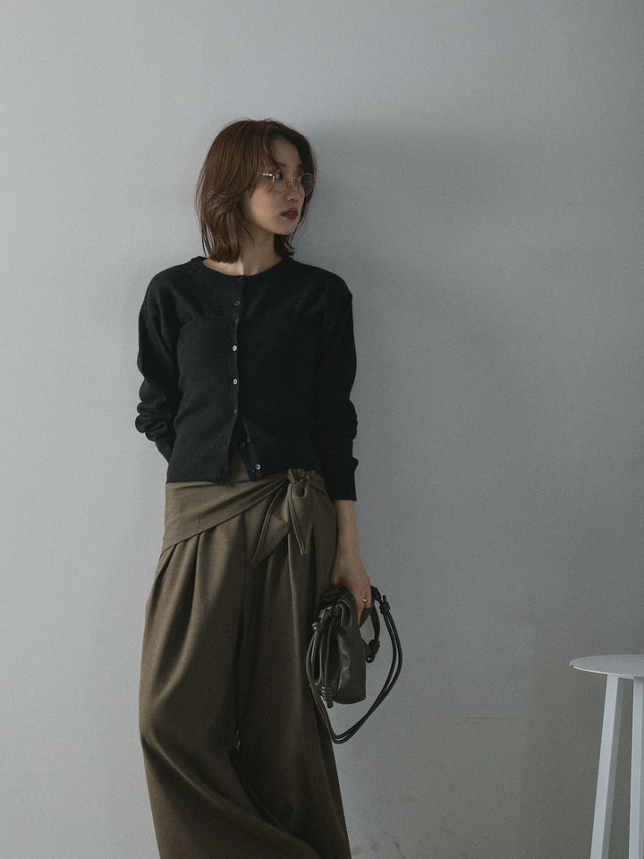 【Allure】[SET]2WAYビスチェアンサンブルカーディガン+スカーフ付ワイドパンツ(2set)