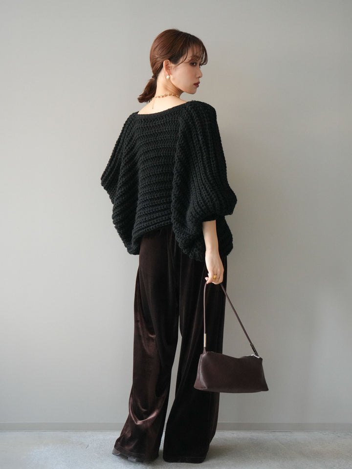 [予約]ベロアベルトスリムパンツ/brown