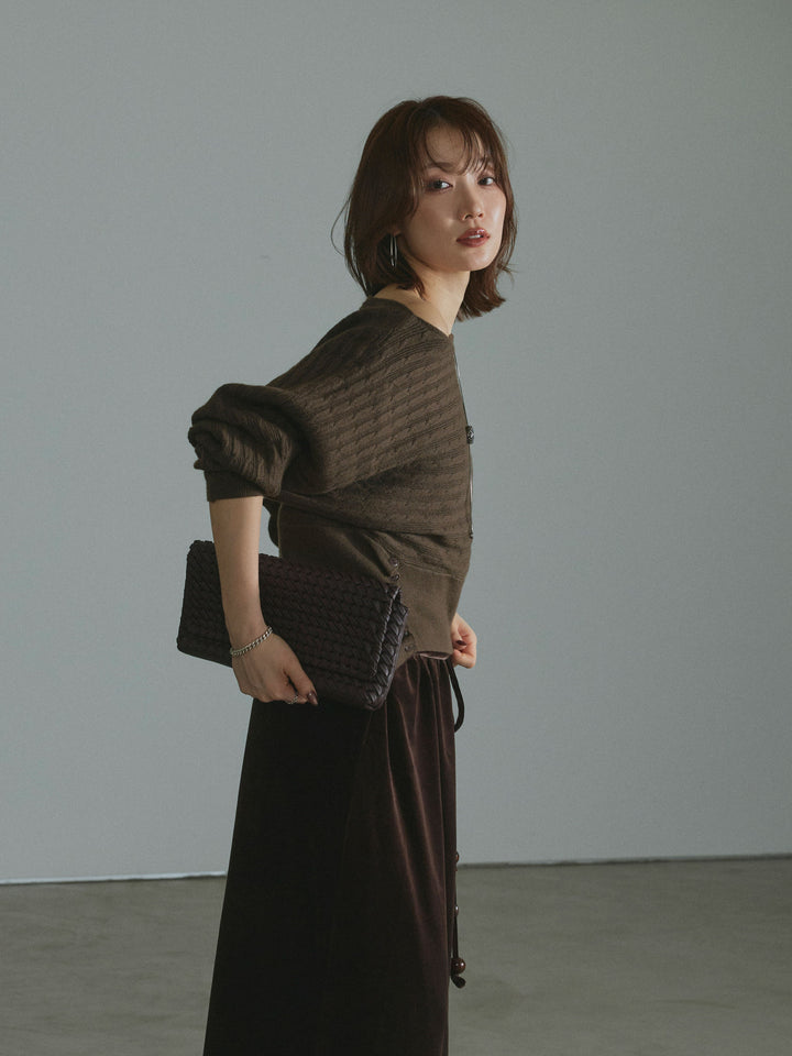 【Allure】[SET]ワンショルケーブル編みニット+ワンショルケーブル編みニット(2set)