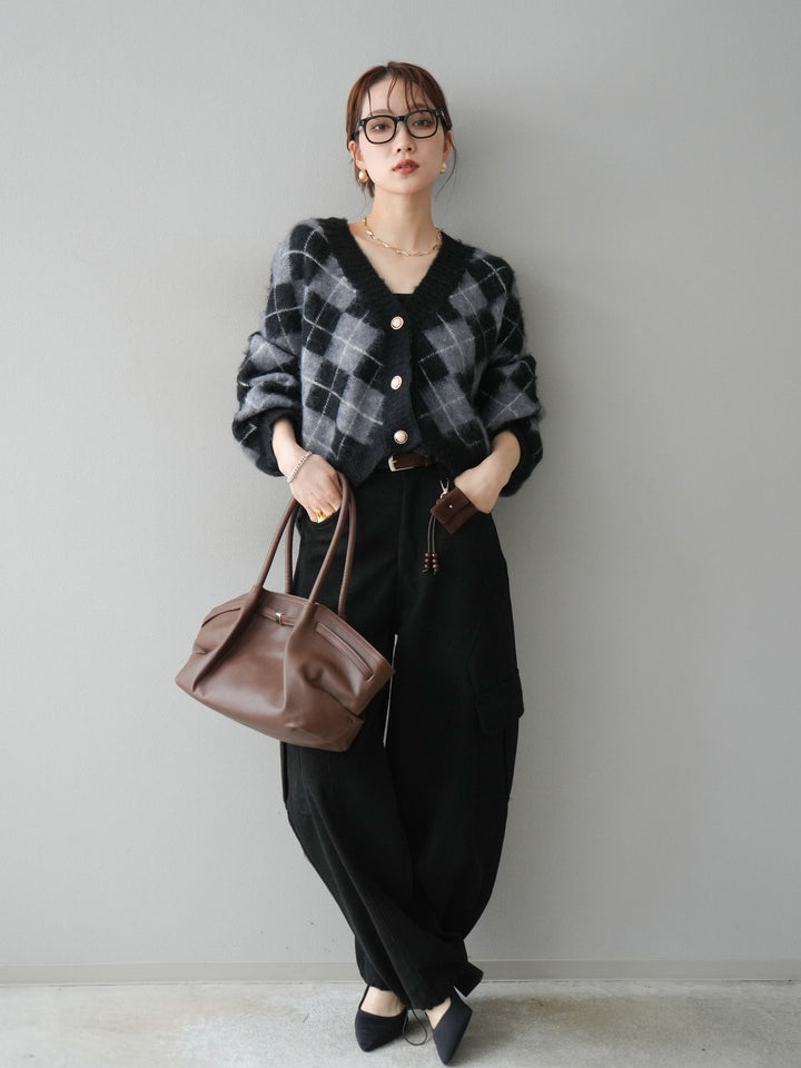 [予約]ベルト付コーデュロイカーゴパンツ/black