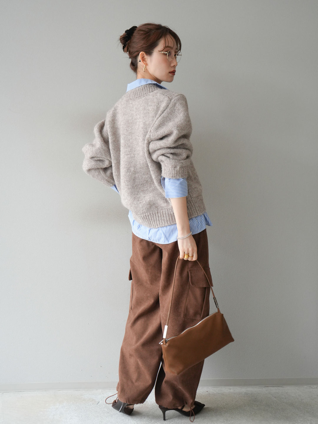 [予約]ベルト付コーデュロイカーゴパンツ/brown