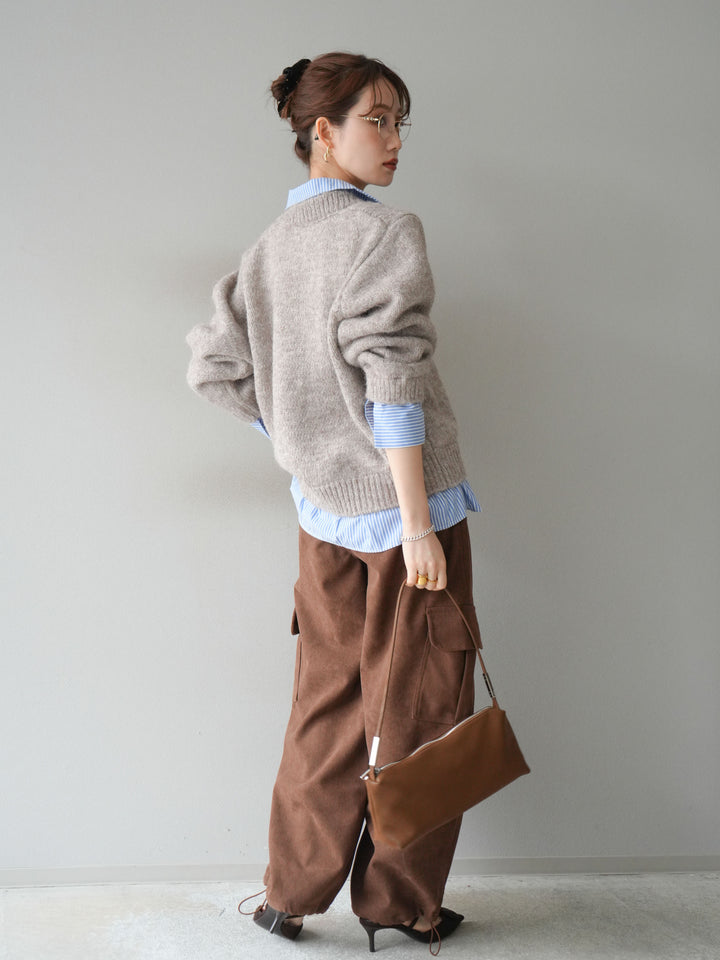 [予約]ベルト付コーデュロイカーゴパンツ/brown