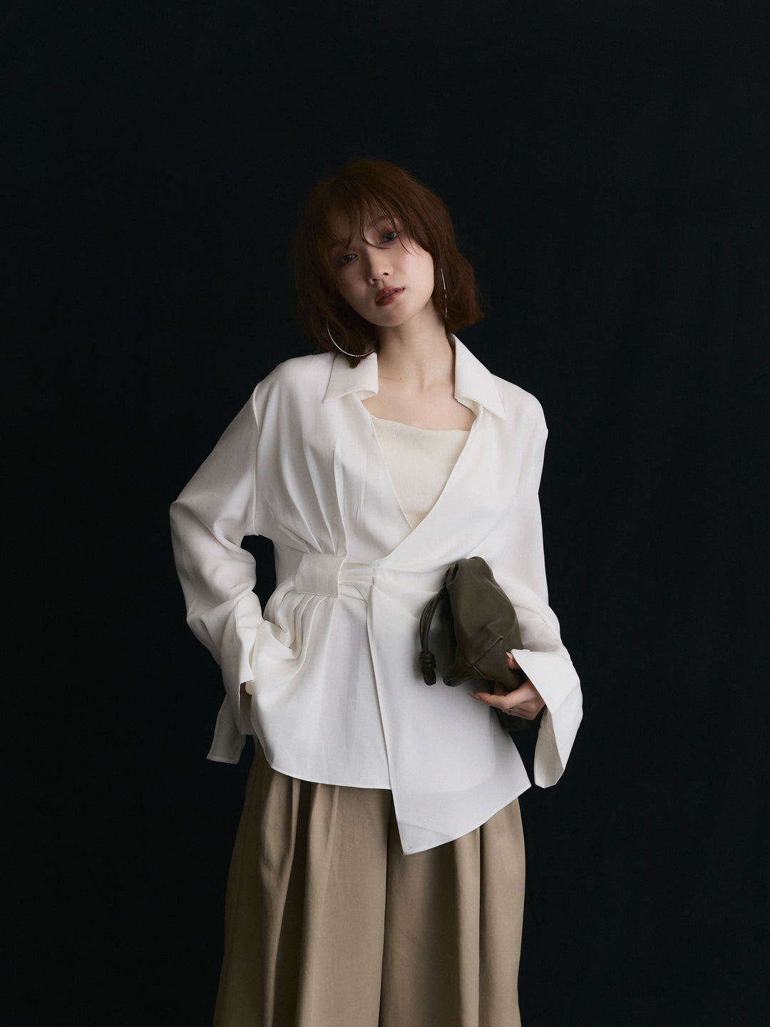 【Allure】[SET]ドレープデザインシャツ+ドレープデザインシャツ(2set)