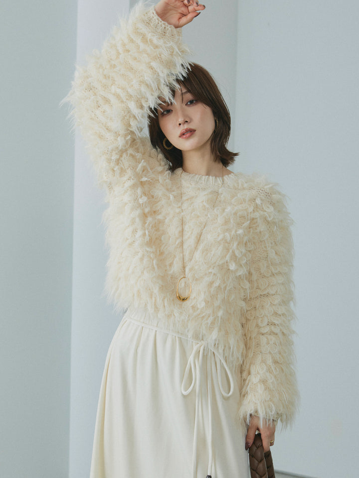 [予約]ミックスシャギーループニットプルオーバー/ivory