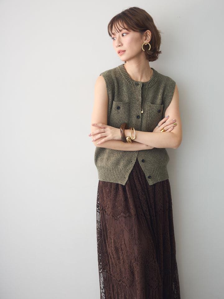 【套裝】混色前扣針織背心 + 可選配件套裝（2 套）