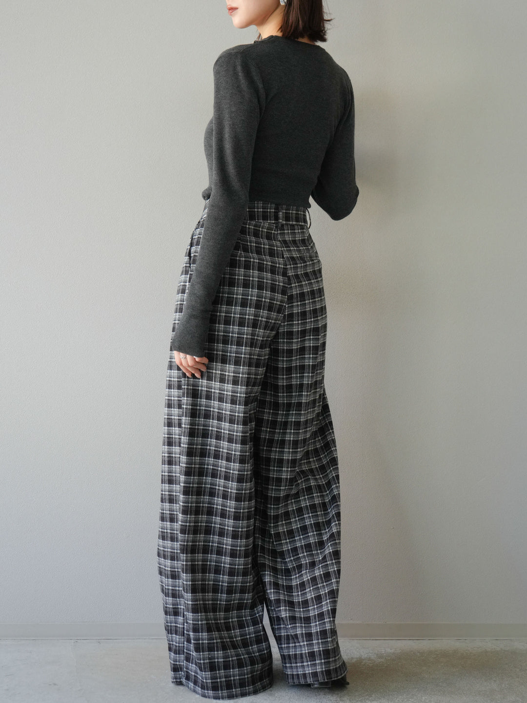 [予約]レイヤードデザインニットカーディガン/チャコール