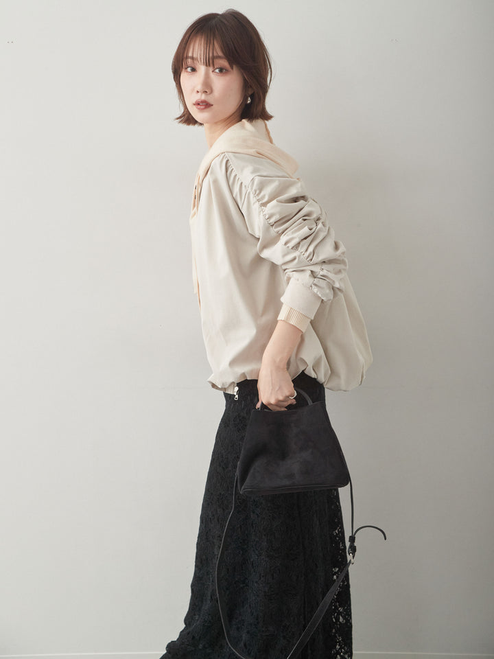 [予約]ギャザースリーブバルーンブルゾン/white
