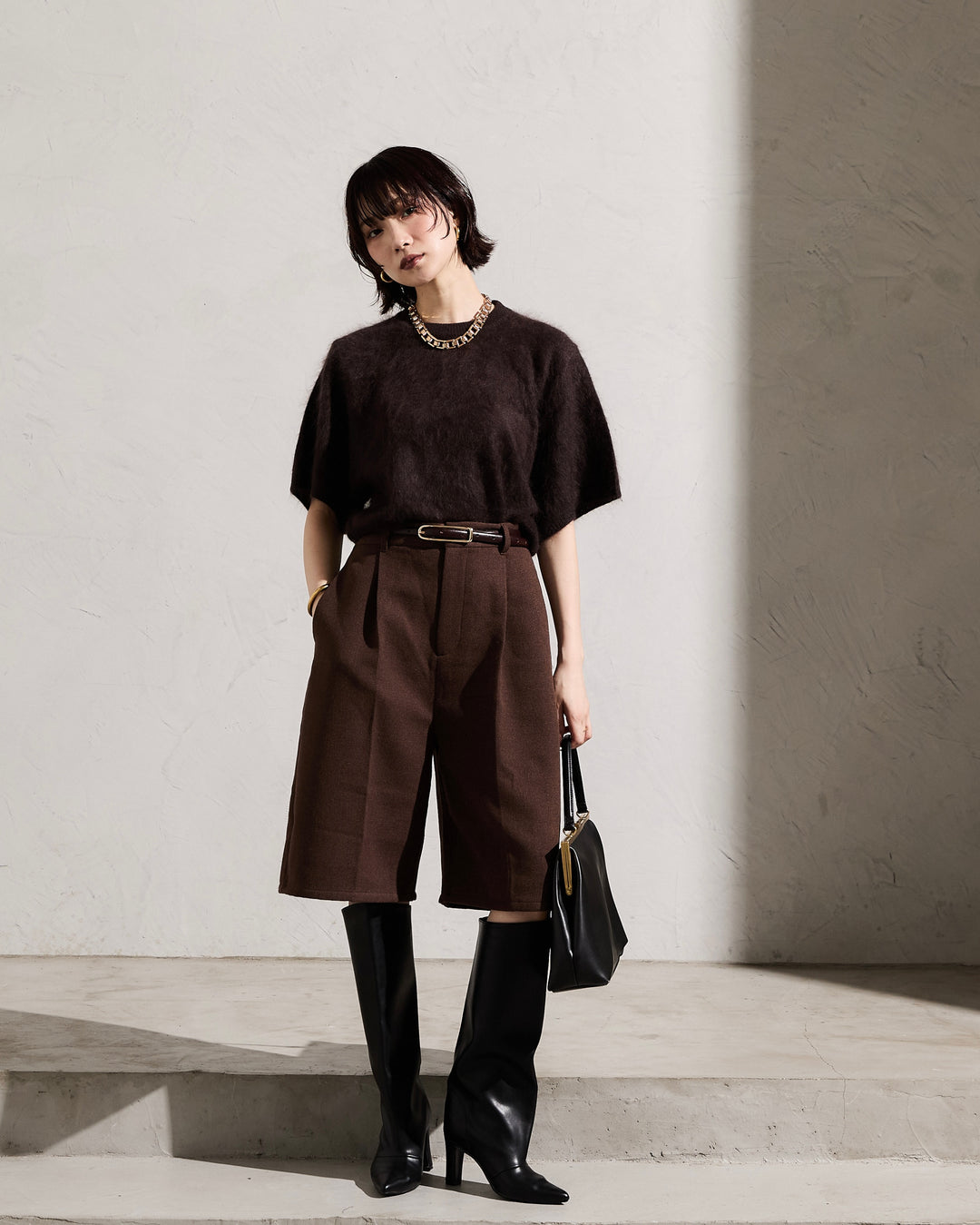 [予約]起毛ツイルハーフパンツ/brown