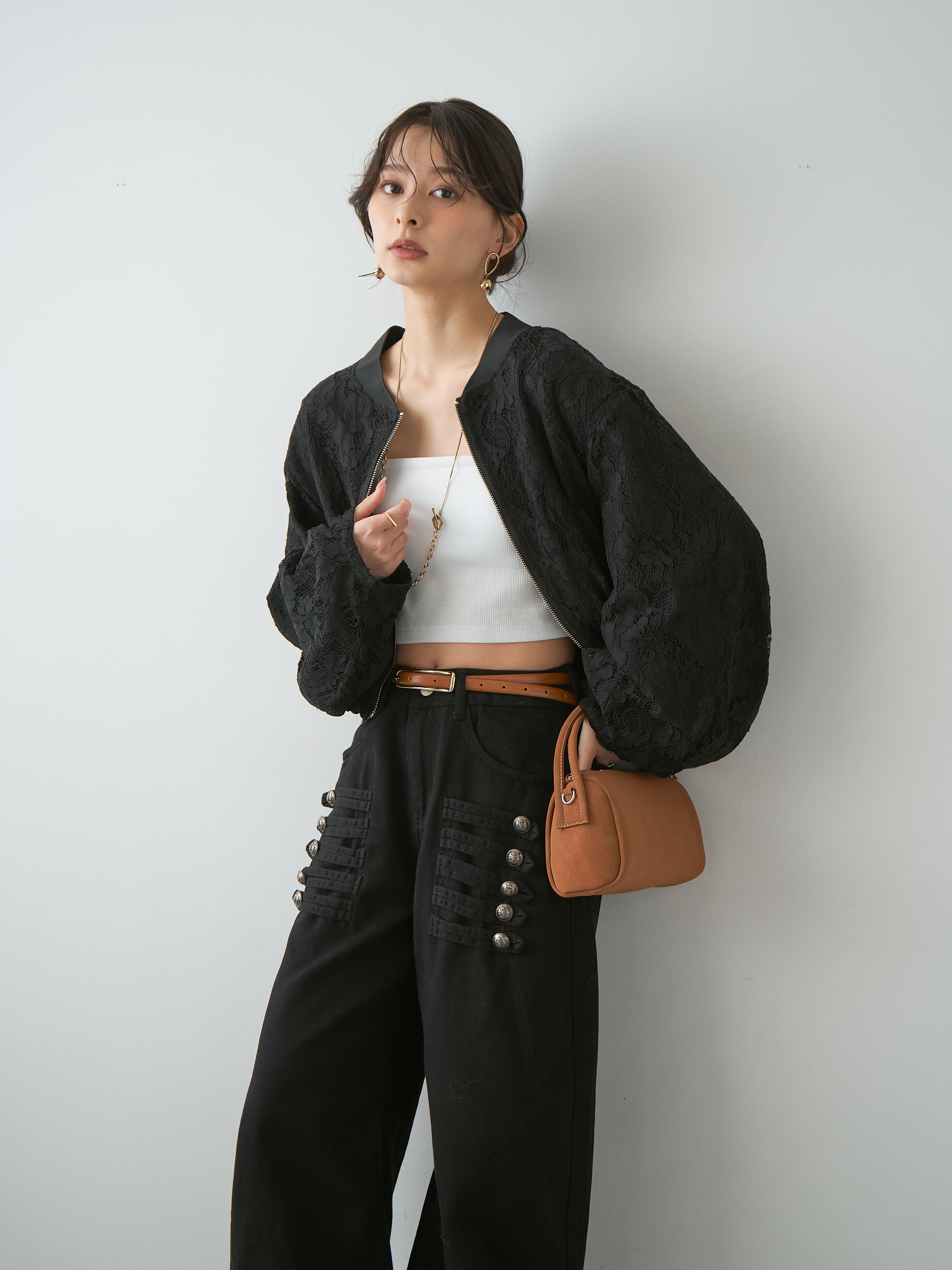 SET]レースブルゾン+ナポレオンコットンカーブパンツ(2set) – Lumier