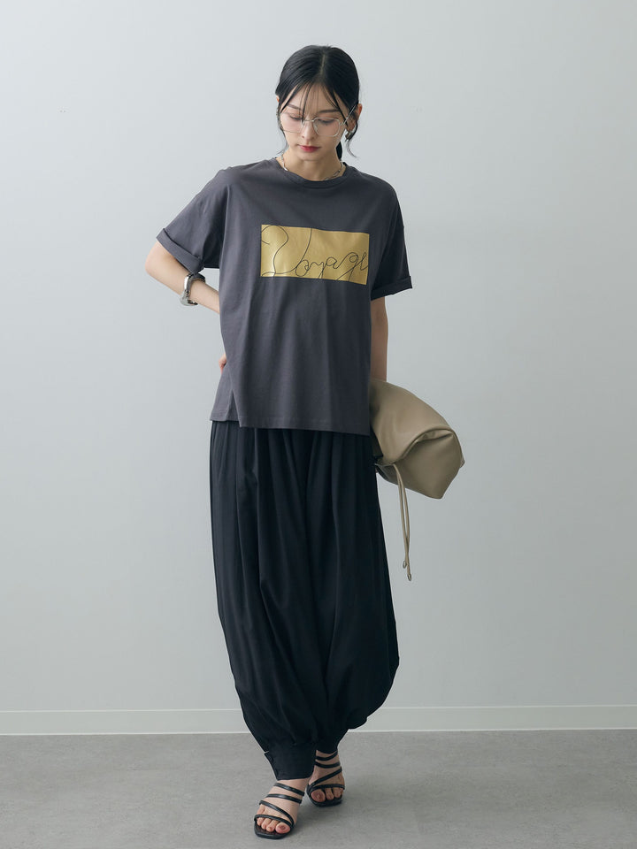 [SET]箔プリントボックスTEE+カフヘムタックコクーンパンツ(2set)