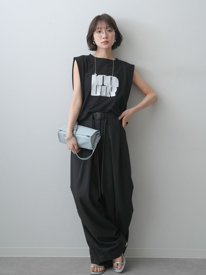 [SET]ヴィンテージロゴドロストTEE+ショルダータックノースリーブオーバーTEE(2set)