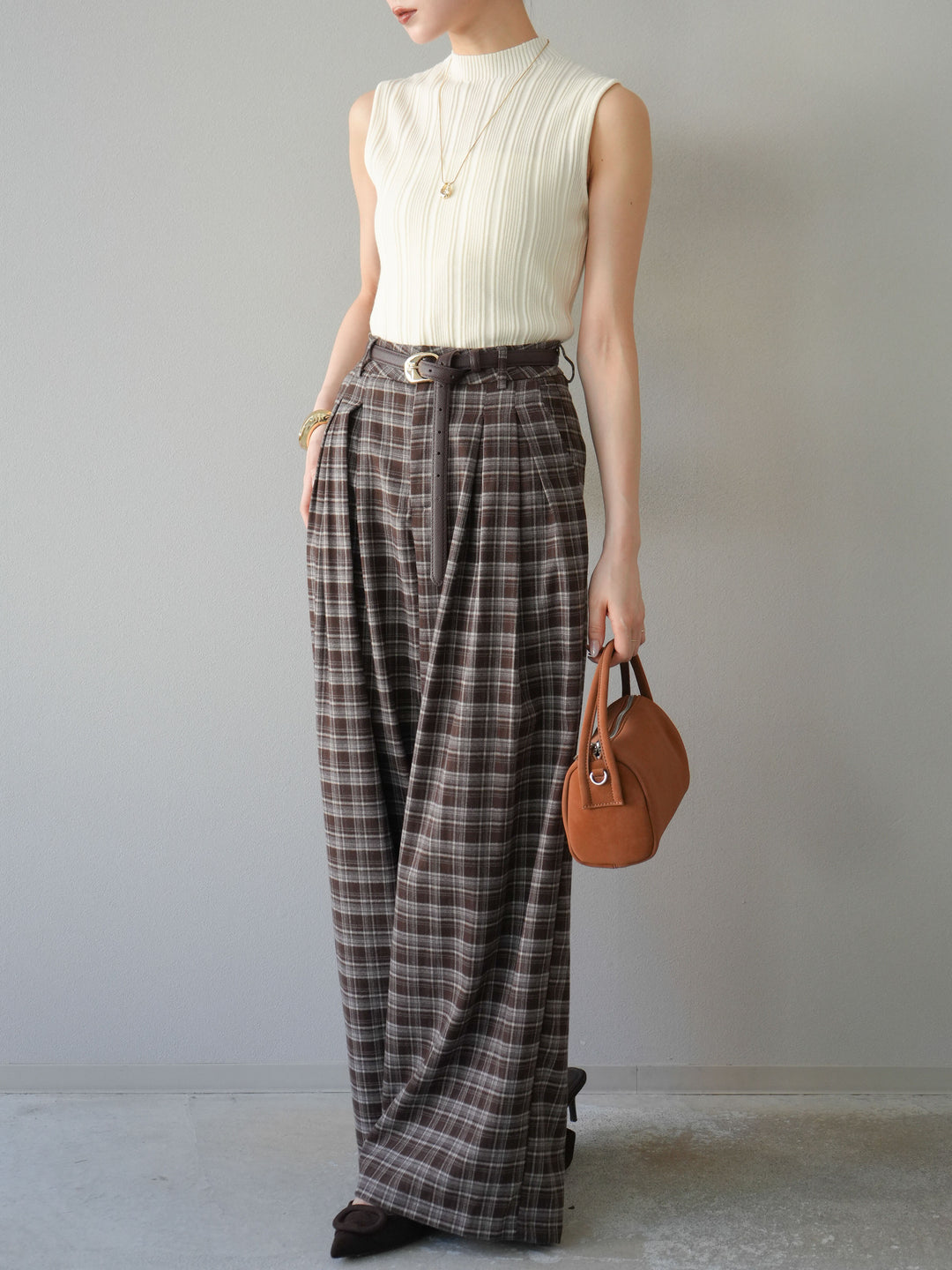 [予約]スリーブレスランダムリブニットトップス/アイボリー