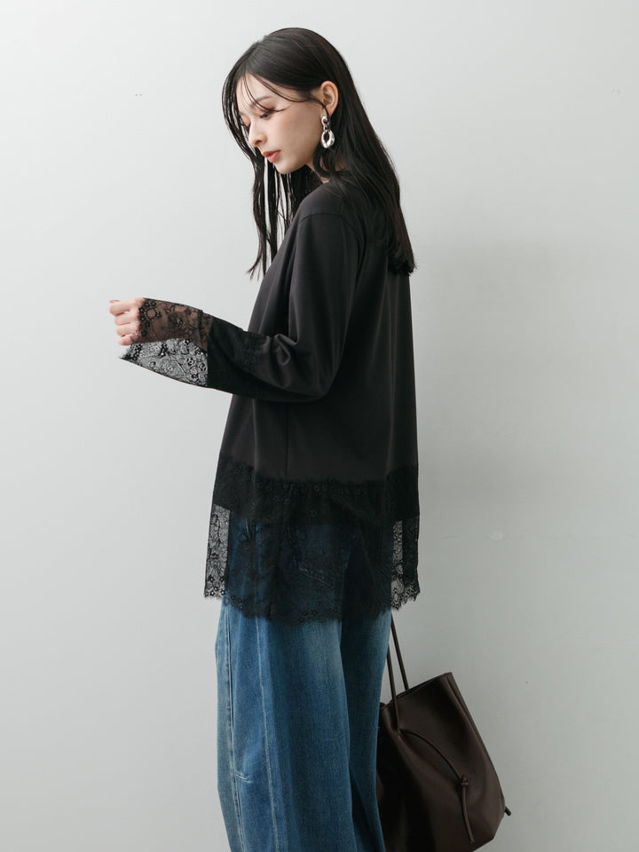 [SET]レーストリムロングTシャツ+選べるアクセセット(2set)