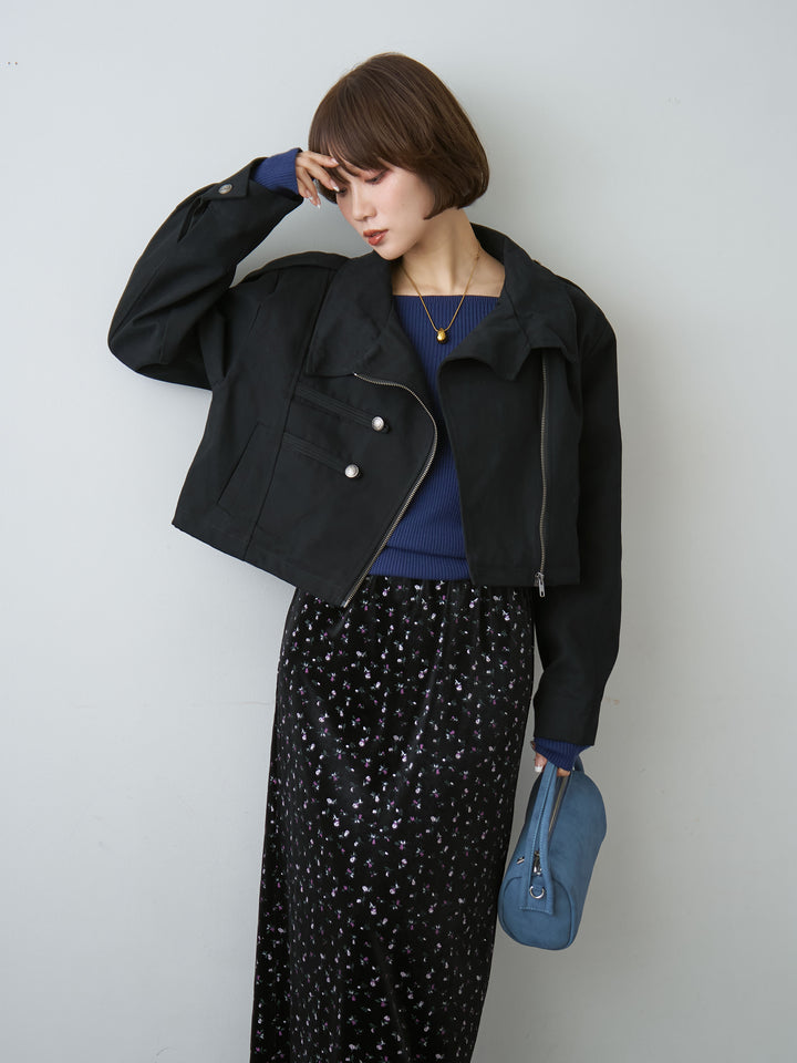 [予約]ナポレオンアシメライダースジャケット/black