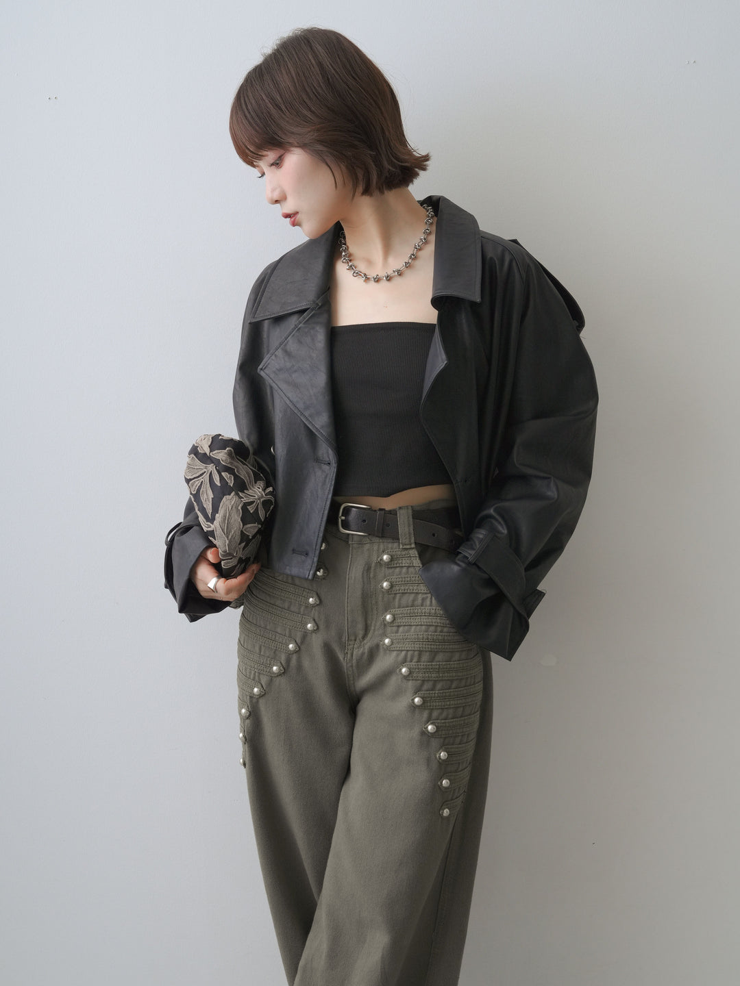 [SET]レザークロップブルゾン+レザークロップブルゾン(2set)