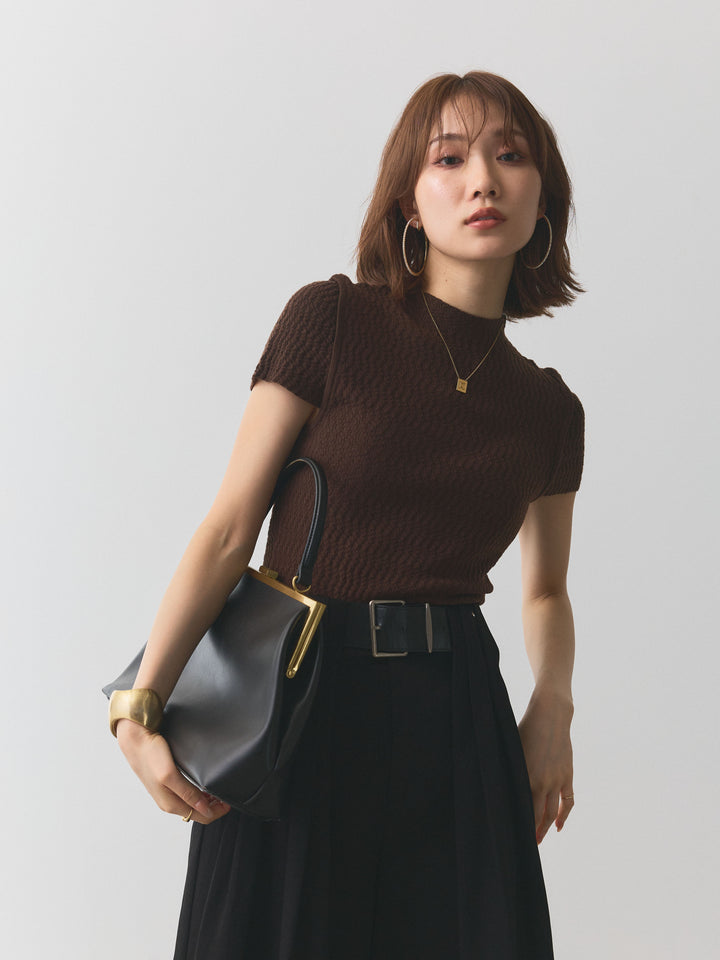 【Allure】[SET]デザインリブハーフニットトップス+デザインリブハーフニットトップス(2set)