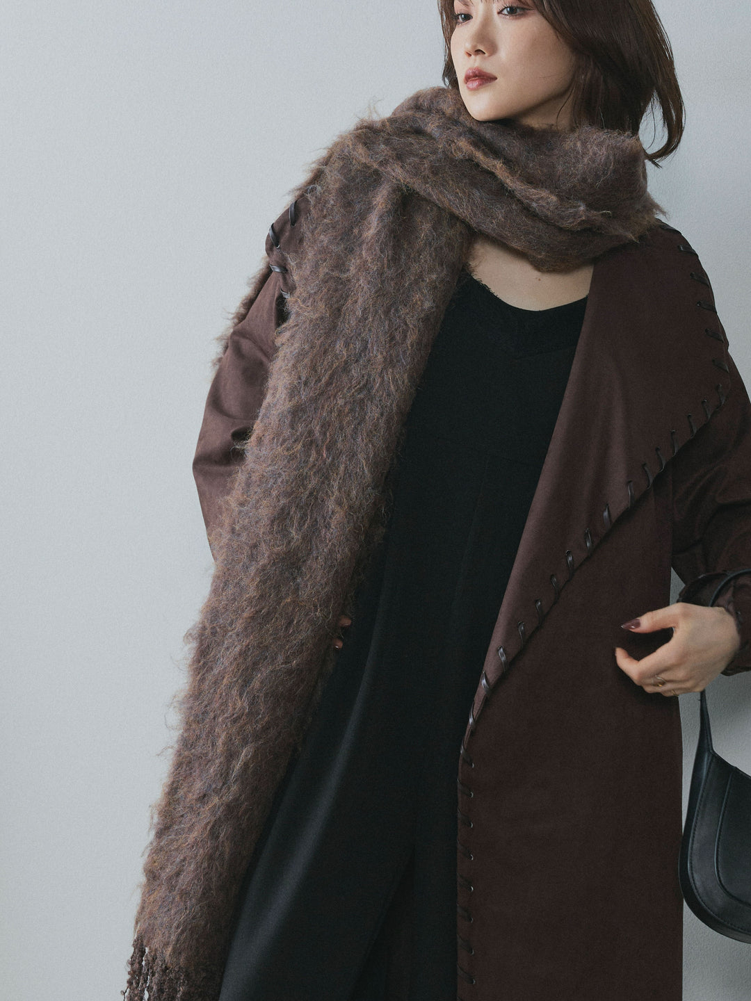 【Allure】[SET]スウェードハンドステッチロングコート+スウェードハンドステッチロングコート(2set)