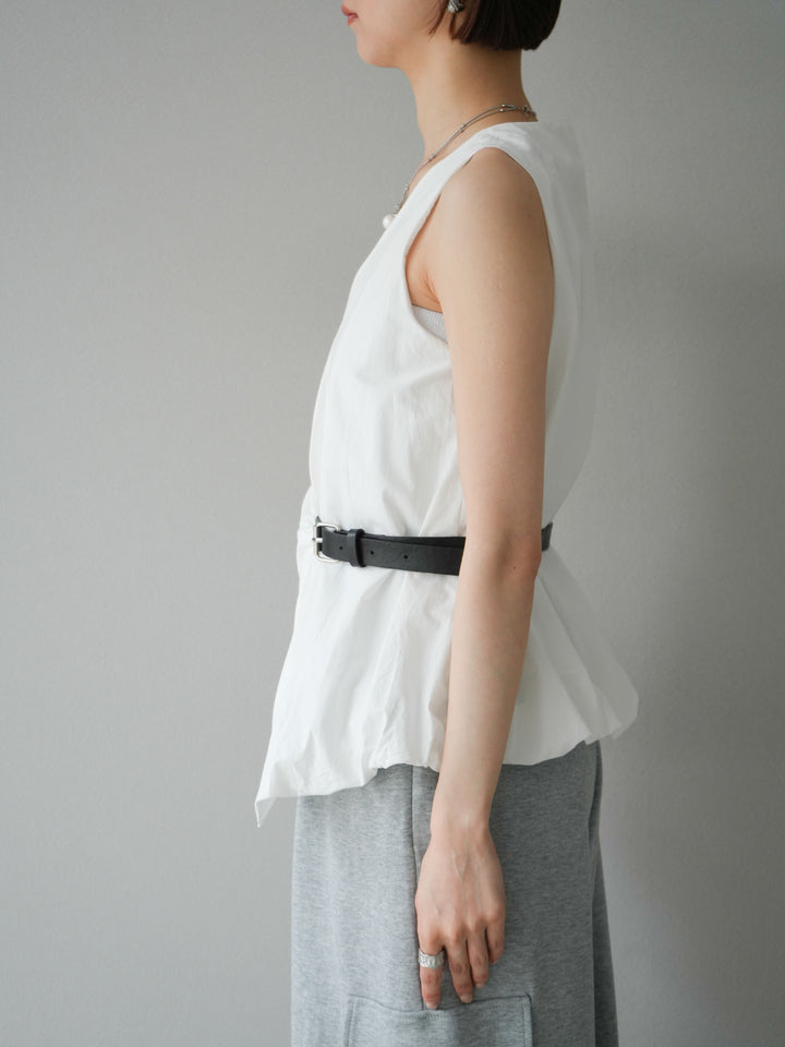 [予約]ベルトデザインバルーンブラウス/ホワイト