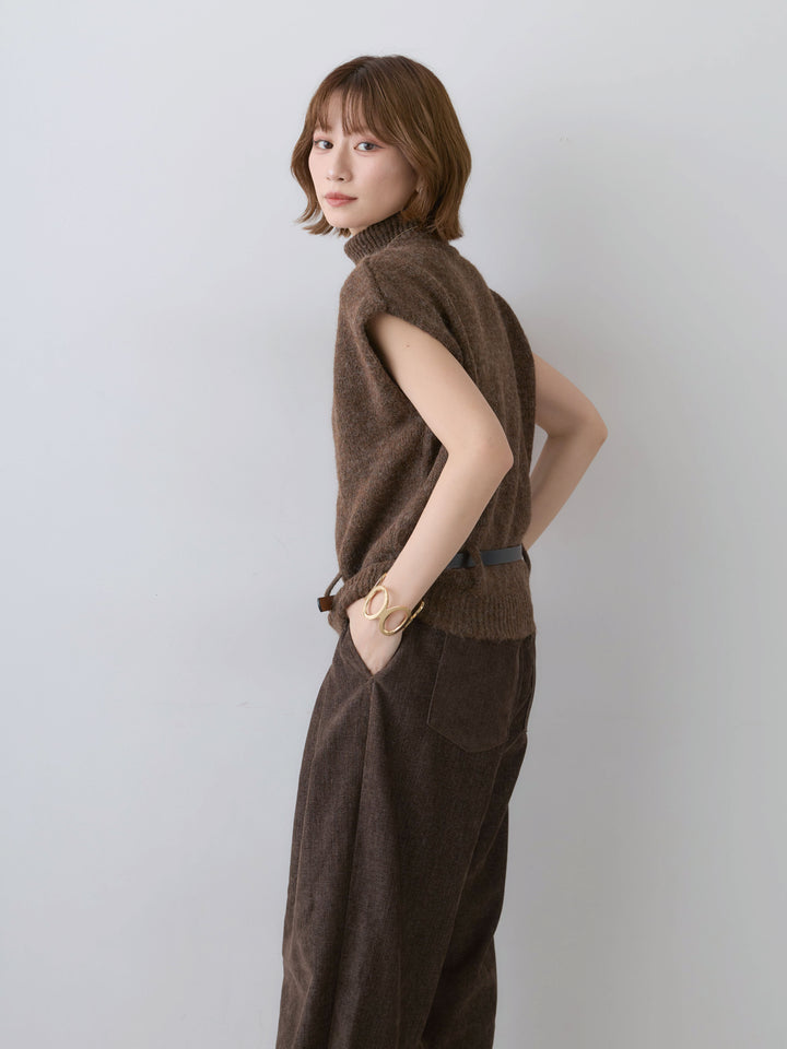[予約]タートルベルトループニットベスト/brown