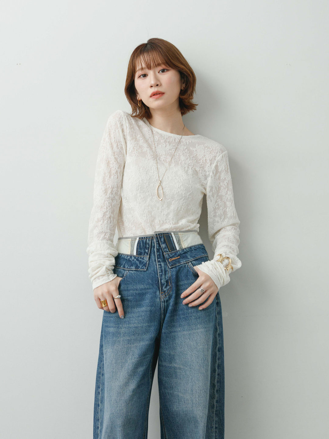 [SET]カットレースバックオープントップス+選べるアクセセット(2set)