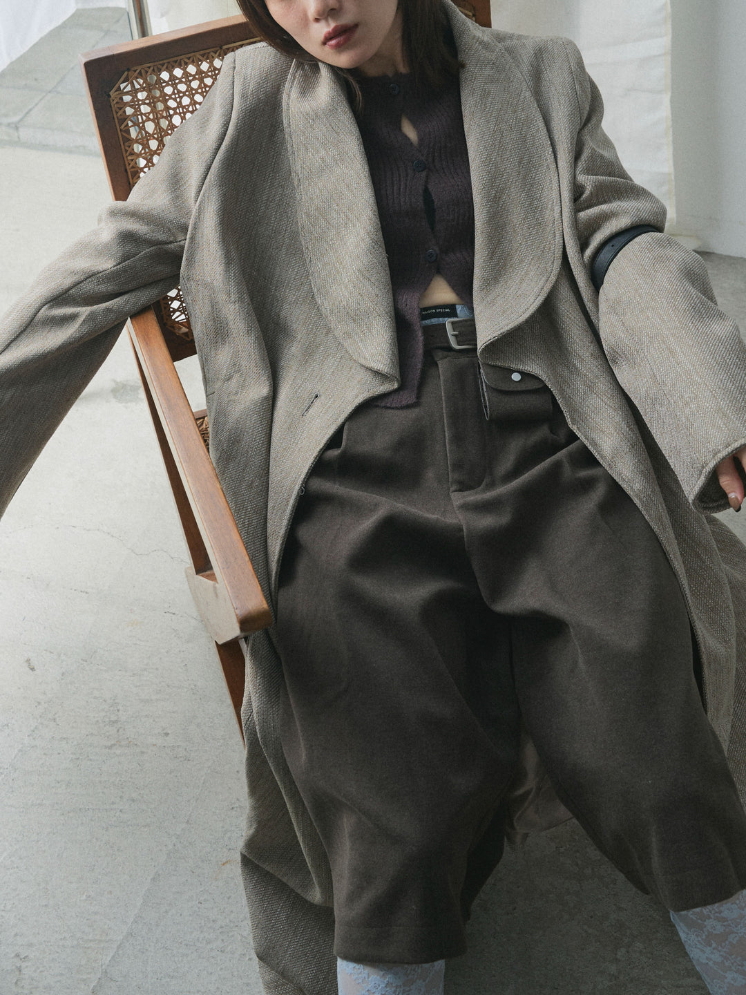 [予約]ツイードタッチロングコート/beige