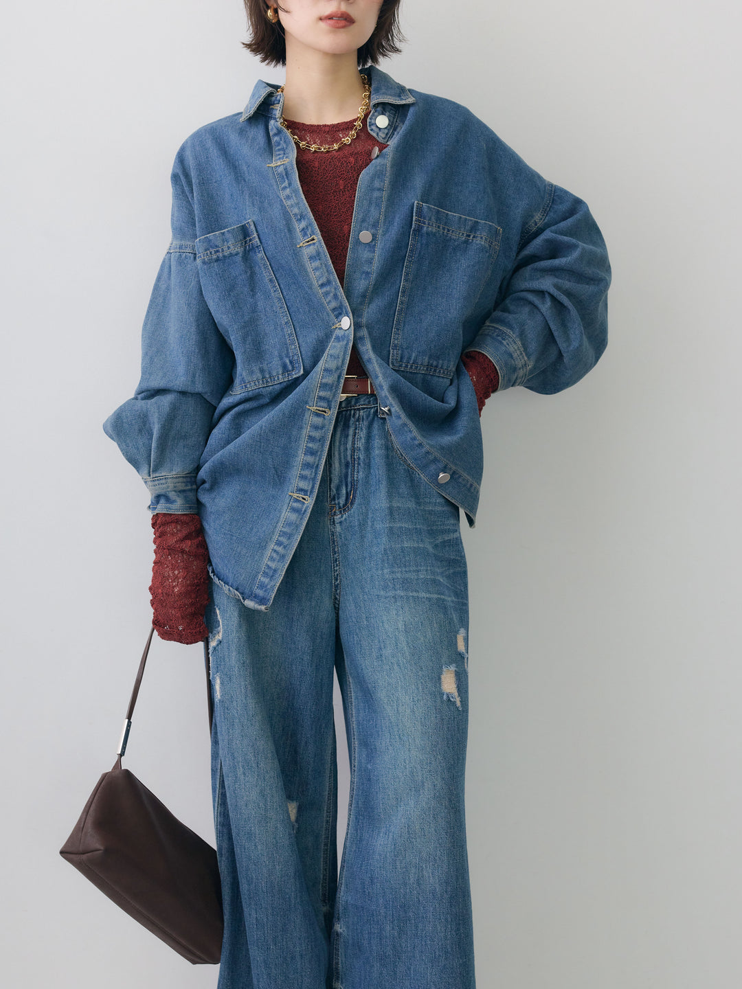 [予約]ビッグポケットデニムオーバーシャツ/denimblue