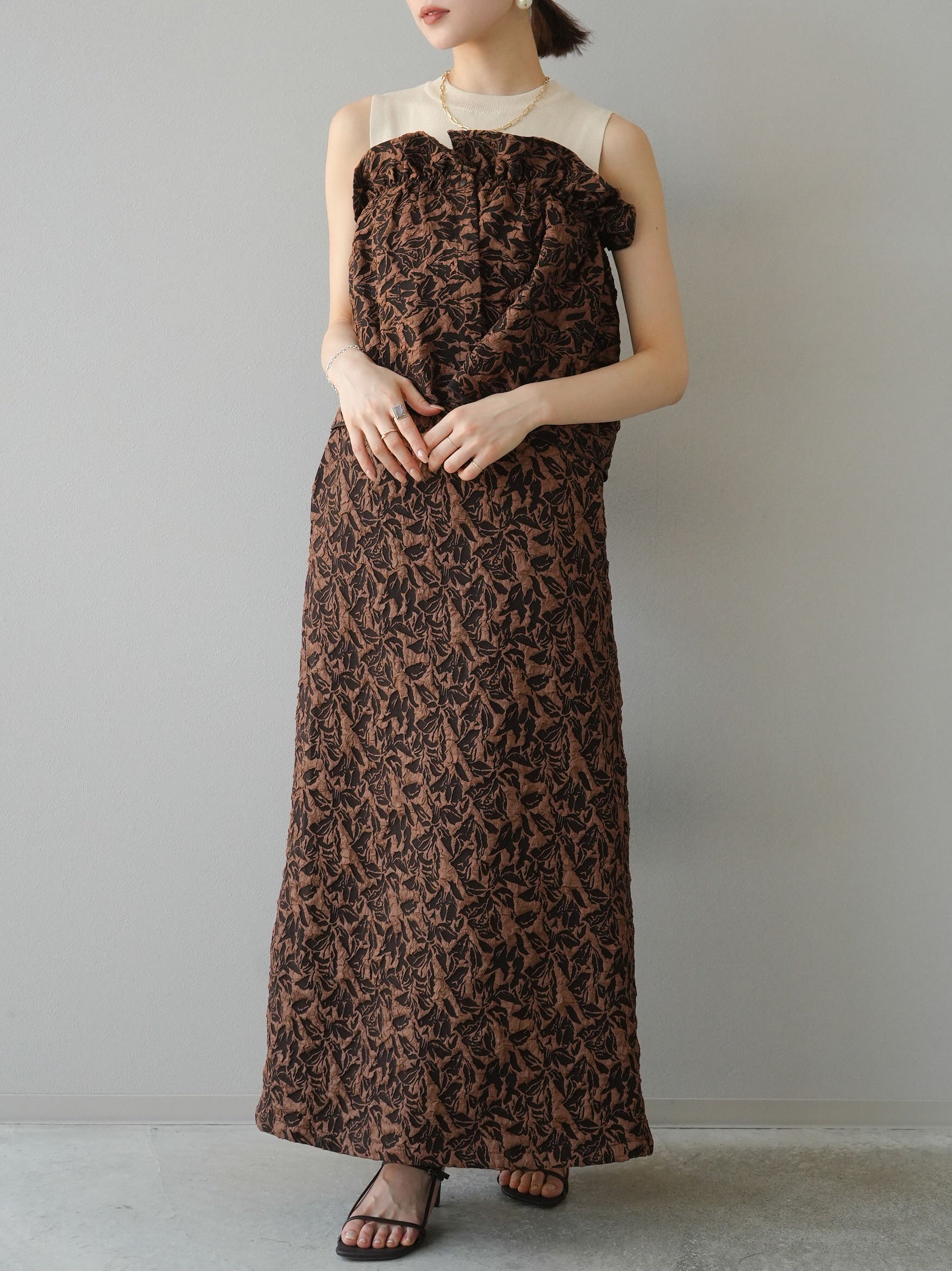 予約]膨れジャガードマルチWAYスカート/ブラウン – Lumier
