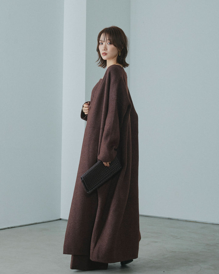 [予約]ニットロングガウン/brown
