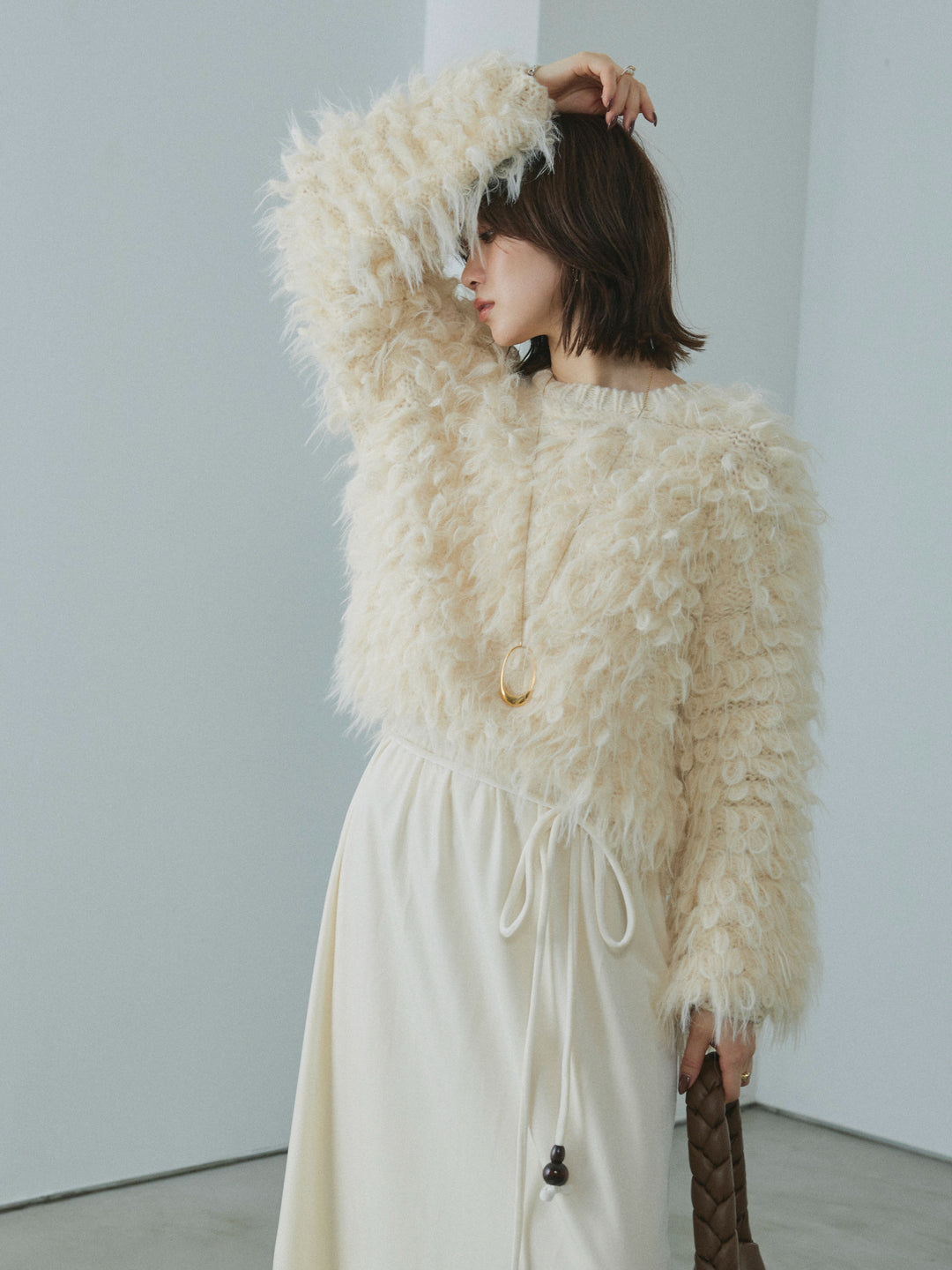 【Allure】[SET]ミックスシャギーループニットプルオーバー+ミックスシャギーループニットプルオーバー(2set)