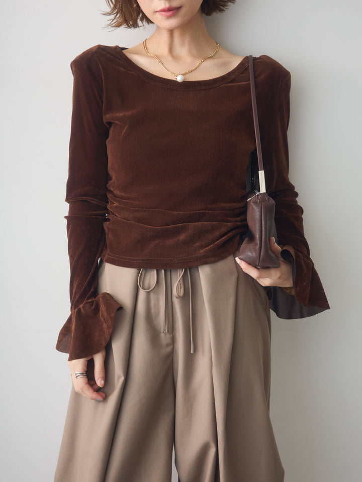 [予約]バックレースベロアトップス/brown