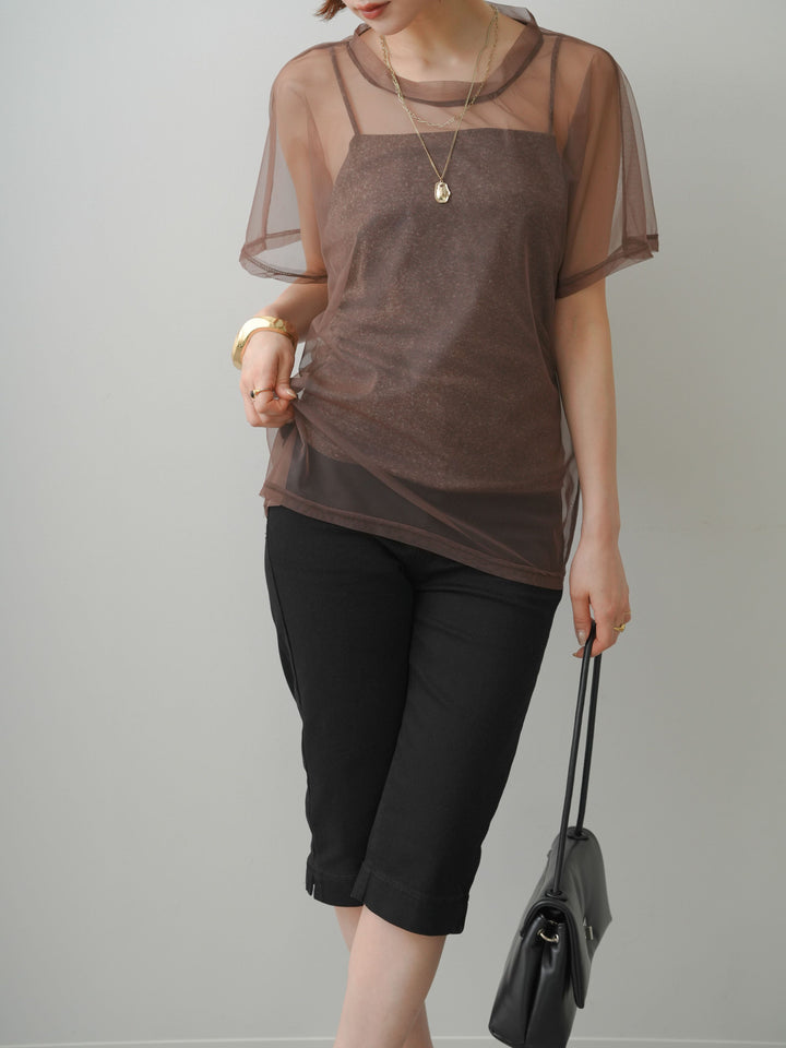 [SET]インナーキャミ付シアーオーバーTEE+選べるアクセセット(2set)