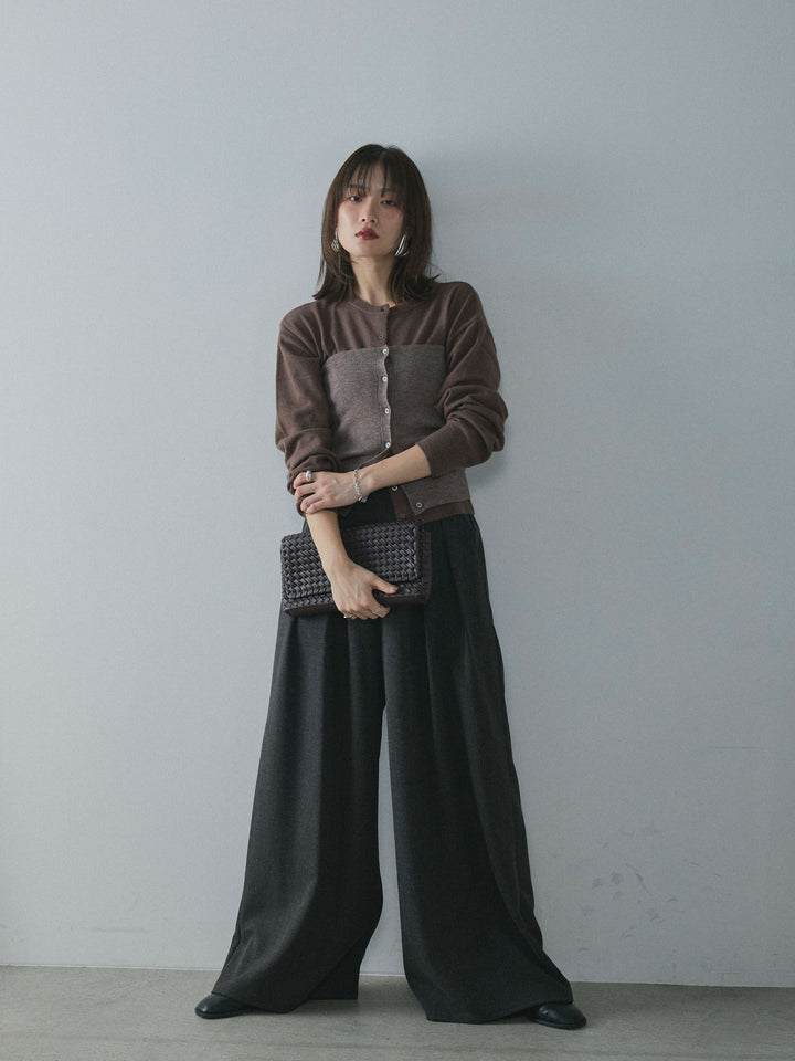 【Allure】[SET]2WAYビスチェアンサンブルカーディガン+スカーフ付ワイドパンツ(2set)