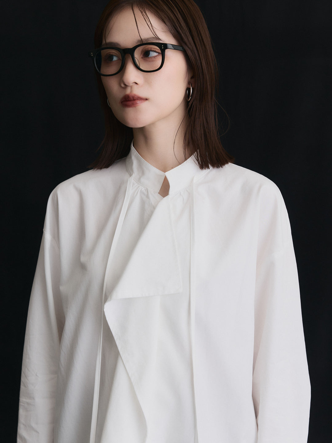 【Allure】[SET]ピーチスキンデザインネックオーバーシャツ+ピーチスキンデザインネックオーバーシャツ(2set)