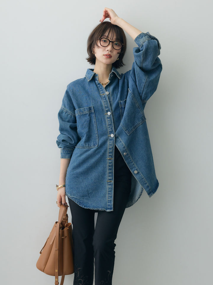 [予約]ビッグポケットデニムオーバーシャツ/denimblue