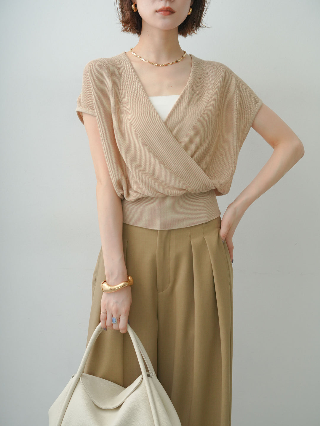 [SET]カシュクールフレンチニットトップス+カシュクールフレンチニットトップス(2set)