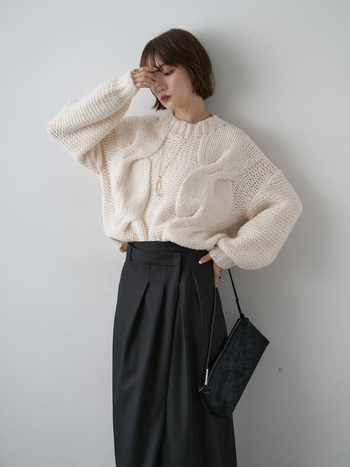 [予約]チャンキーケーブルニットトップス/ivory