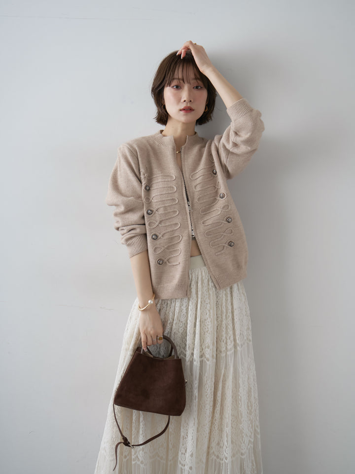 [予約]ナポレオンWジップニットカーディガン/beige