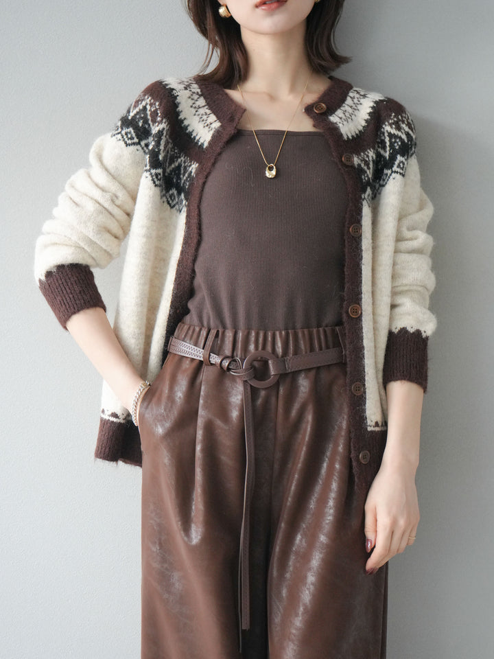 [予約]ノルディック柄ニットカーディガン/ivory