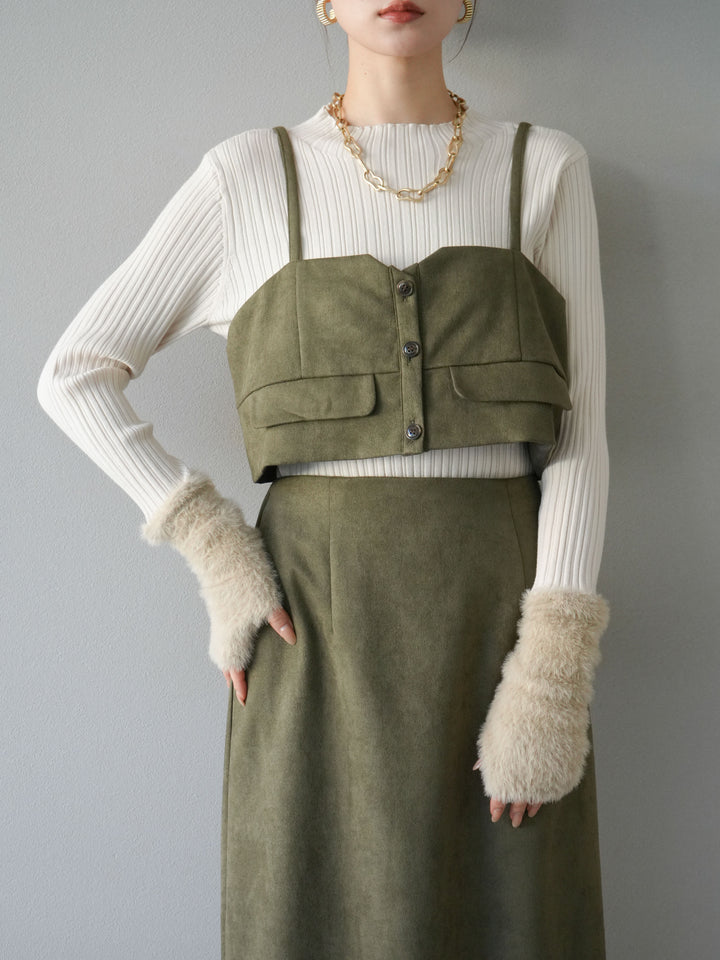 [SET]スウェードビスチェ+スウェードIラインスカート(2set)